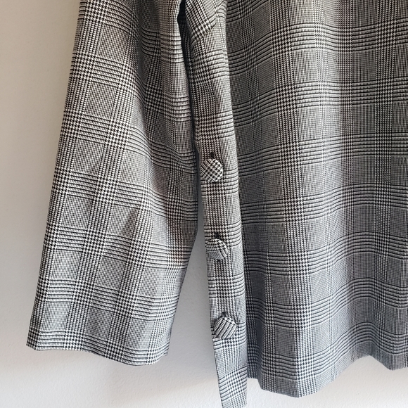 Zara Woman Glen Plaid Check Side Button Blouse Shirt Top Medium Houndstooth - Picture 7 of 10